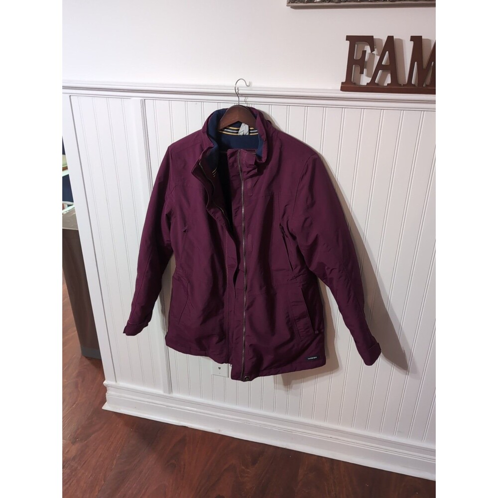 LANDS' END Womens MED 10-12 SQUALL Waterproof Windproof Parka Nylon Plum NO HOOD